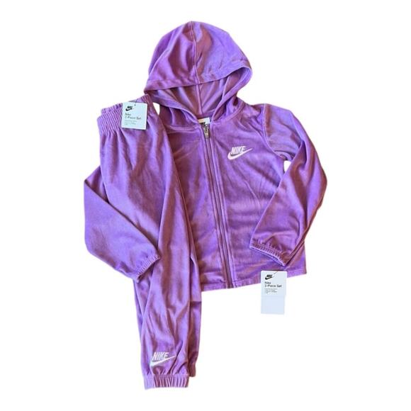 Nike 2pc Lilac Lavender Purple Velour Pants‎ and Hoodie Size 6 New! - Picture 1 of 11